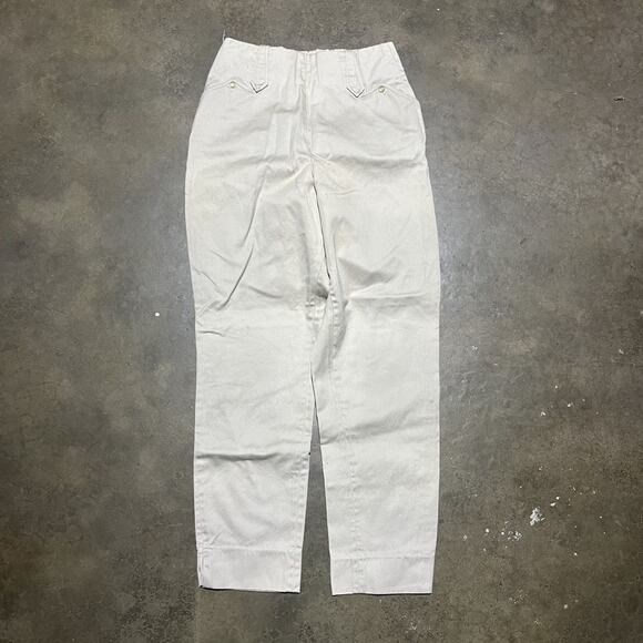 Vintage 60s Beige Western Pearl Snap Side Zip Pants 23x25 - Picture 1 of 4